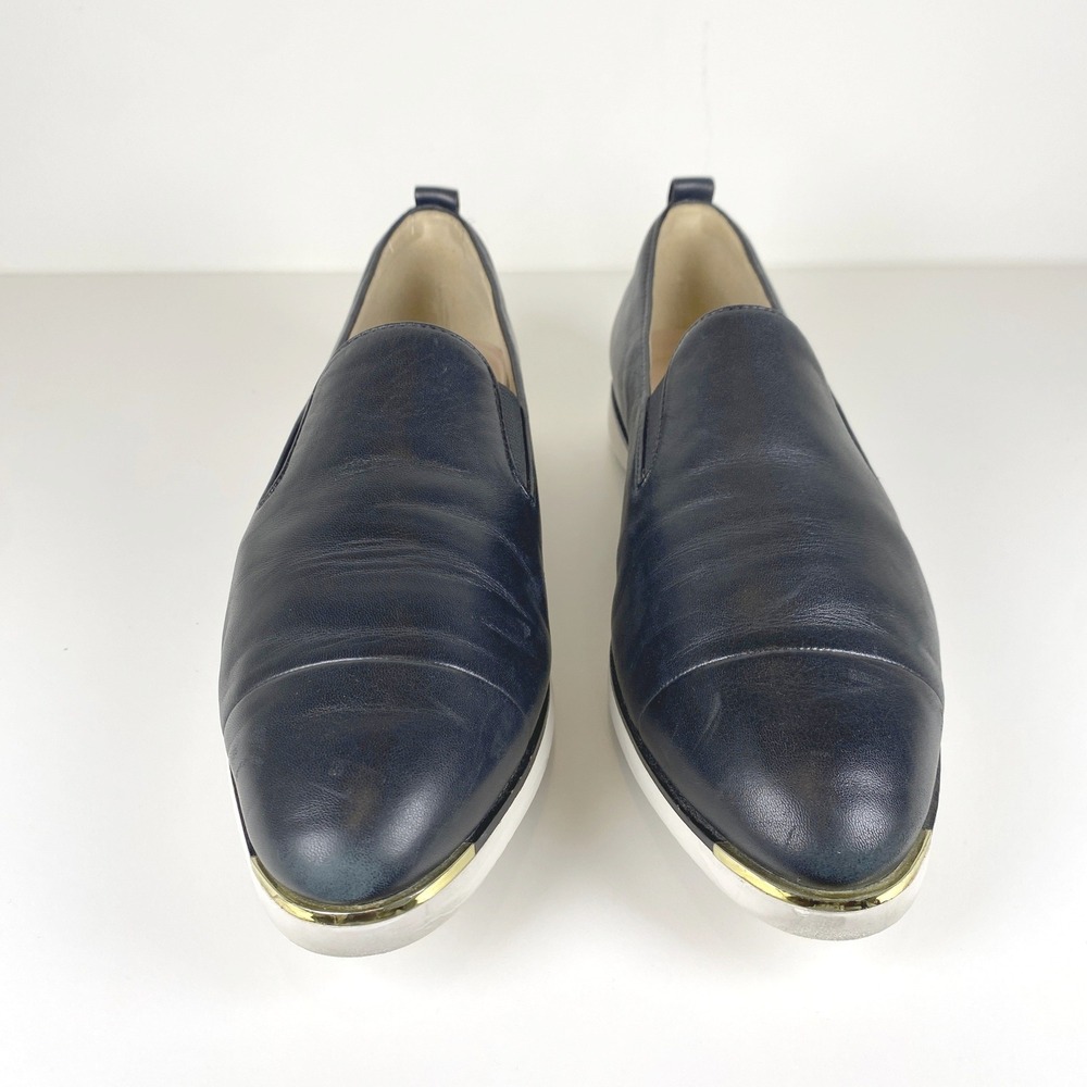 Cole Haan Grand Ambition Shoes Womens 9.5B Navy Blue Excellent Leather Slip On